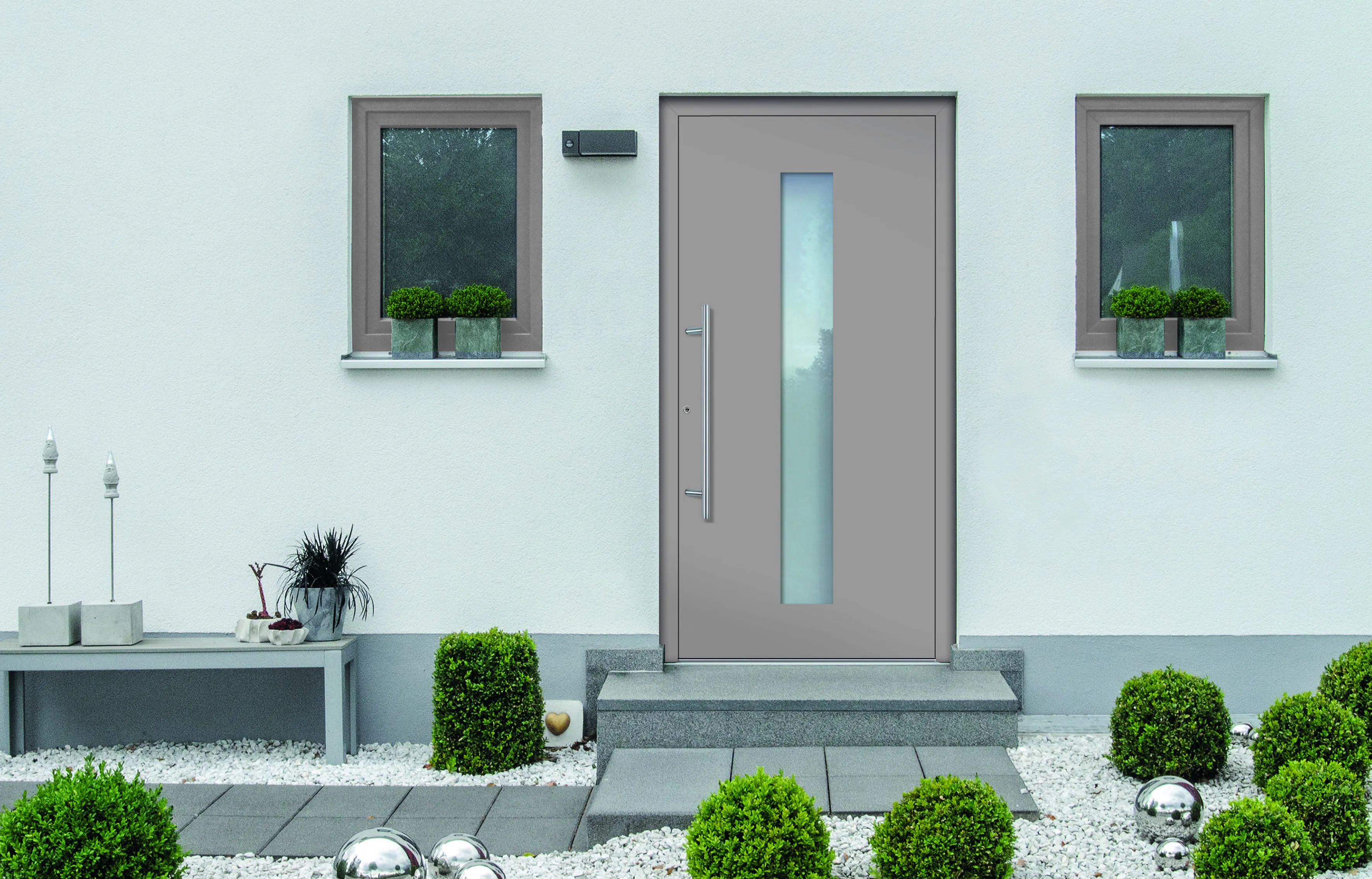 Haustür Aluminium Modell A 5 von Groke in Graualuminium Feinstruktur